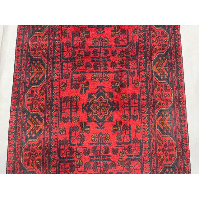Extra-Long Red & Navy Turkmen Bukhara-Style Wool Runner, 2'8" X 19'3" For Sale - Image 6 of 16
