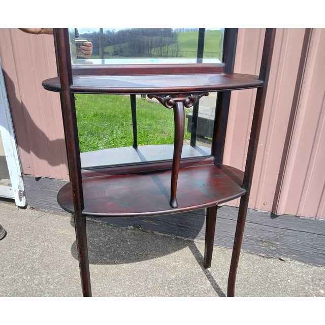 Victorian Antique Victorian Mahogany Etagere 3 Tiers With Mirrors 1910 For Sale - Image 3 of 13