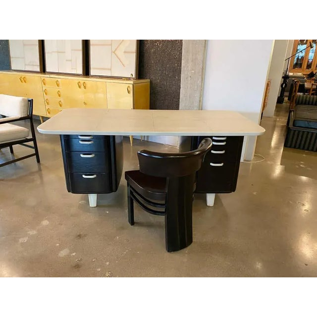 Art Deco Desk and Chair, Parchment Top, Vittorio Valabrega, Italy, 1930's For Sale - Image 10 of 13