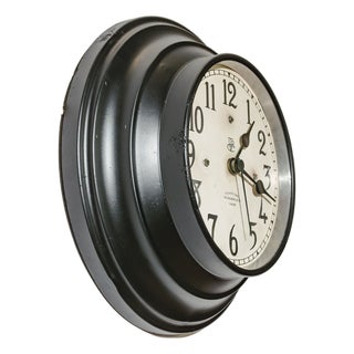 Antique Black Wall Clock with White Dial Face from International Time Recording Co. Ltd London, 1920s For Sale