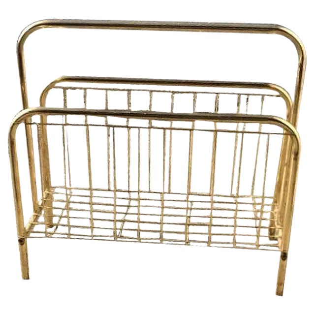 Mid-Century Brass Magazine Rack For Sale