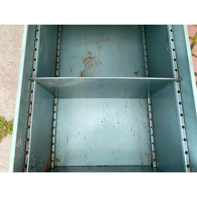 1970s Vintage Celadon Metal Writing Desk For Sale - Image 5 of 13
