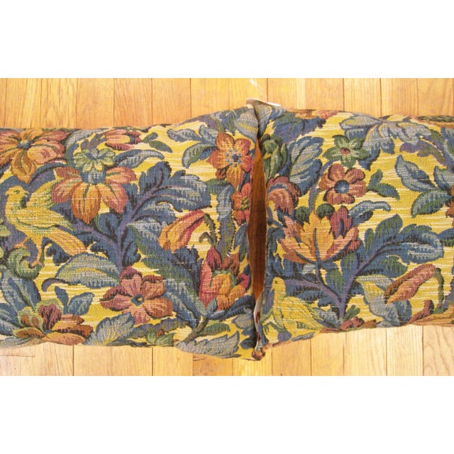 1910 Decorative Antique Jacquard Tapestry Pillows with Floral Elements - A Pair For Sale - Image 4 of 11