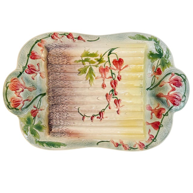 Antique French Majolica Asparagus Serving Platter by St. Clément For Sale - Image 10 of 10