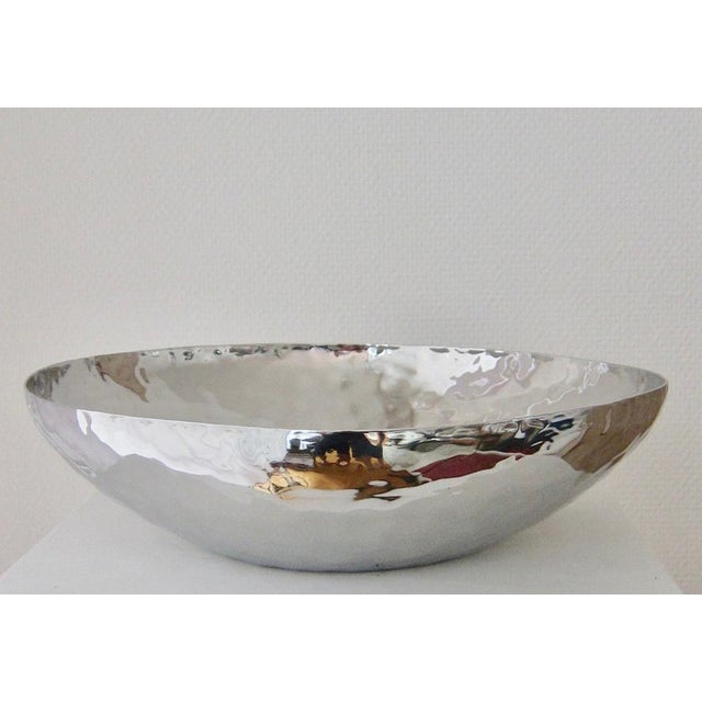 Large Bowl in Hammered Chrome Steel, Italy, 1980s For Sale - Image 6 of 6