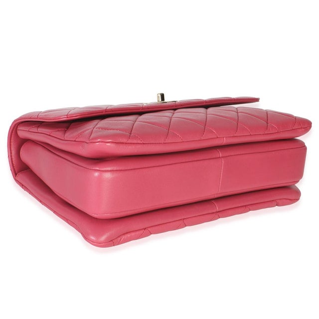 Pink Quilted Lambskin Medium Trendy CC Flap Dual Handle Bag For Sale In New York - Image 6 of 9
