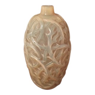 Rare Antique René Lalique Amber Yellow "Ronces" Glass Vase - Circa 1921 (Model 946) For Sale