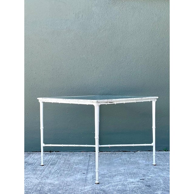 Vintage Brown Jordan “Calcutta” Metal and Glass Patio Side Table For Sale - Image 12 of 12