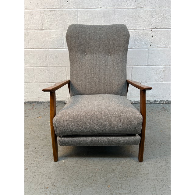 Mid-Century Scandinavian Style Walnut Reclining Lounge Chair For Sale - Image 9 of 12