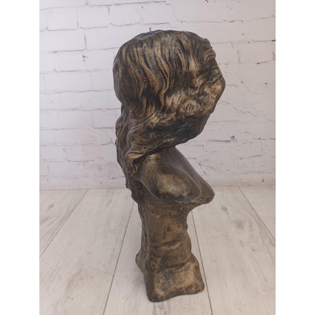 Vintage Art Nouveau Bust of Young Woman, 1960 For Sale - Image 13 of 17