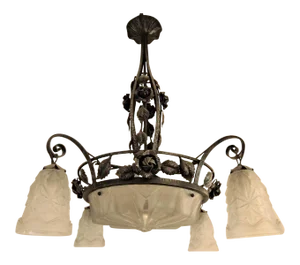 French Art Deco Chandelier Signed Muller Freres Luneville