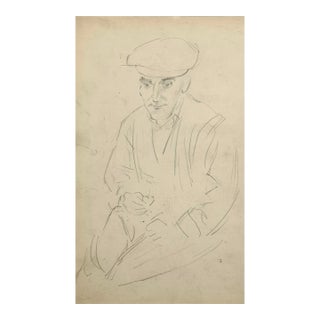 Stanley Spencer (British, 1891–1959) - Untitled Sketch of a Seated Man, Ca. 1938 (Framed) For Sale