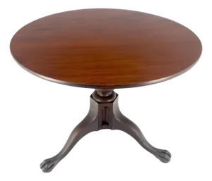 19th Century Solid Mahogany Tilt Top Claw Feet Lamp Side Center Breakfast Table