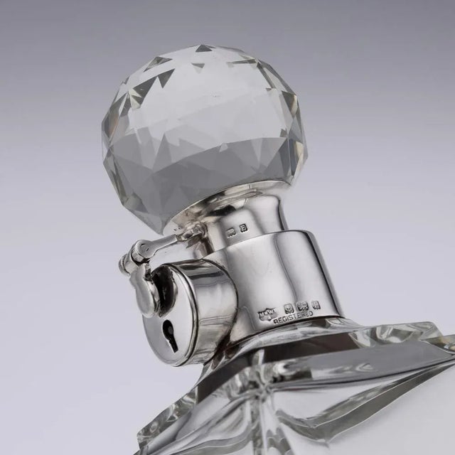 20th Century English Solid Silver & Glass Spirit Decanter from Mappin & Webb, 1929s For Sale - Image 12 of 13