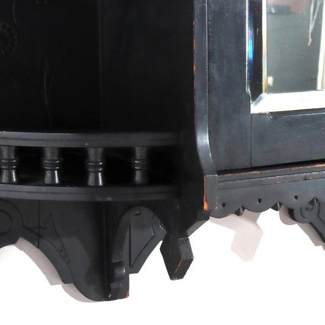 Wood Antique Kimble & Cabus Attr Aesthetic Movement Ebonized Wall Cabinet C1870, Attributed For Sale - Image 7 of 14