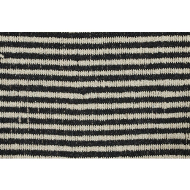 Contemporary Rug & Kilim’s Accent Runner Kilim in Textural Black and White Stripes For Sale - Image 3 of 7