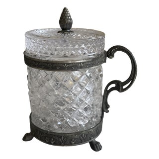 Italian Art Nouveau Rock Crystal Jar with Lid Faceted Cut and Ornamental Mount, 1890s For Sale