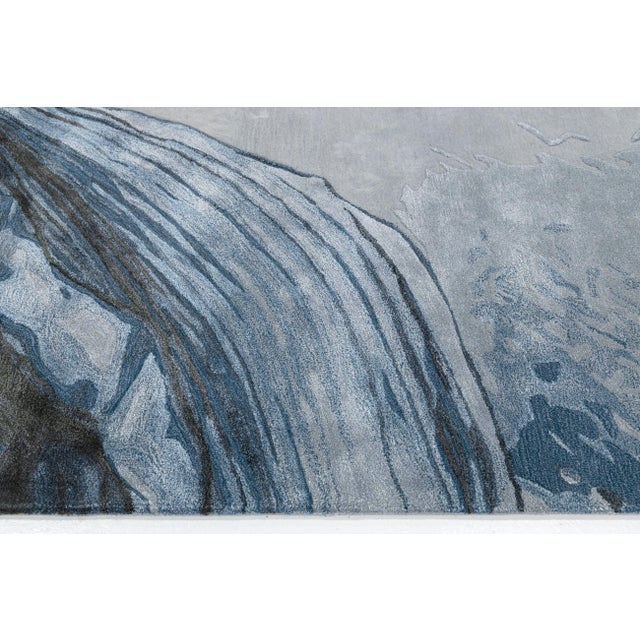 Abstract Glacial Flow - Modern Hand-Tufted Wool & Viscose Area Rug For Sale In New York - Image 6 of 10