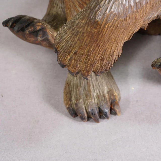 Antique Wooden Sitting Bear Handcarved Ca. 1920s, Brienz For Sale - Image 4 of 7