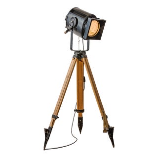 Vintage Industrial Theater Spotlight Floor Lamp from A.E. Cremer, 1950s For Sale