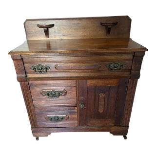 1900s Antique Wood Washstand Cabinet For Sale