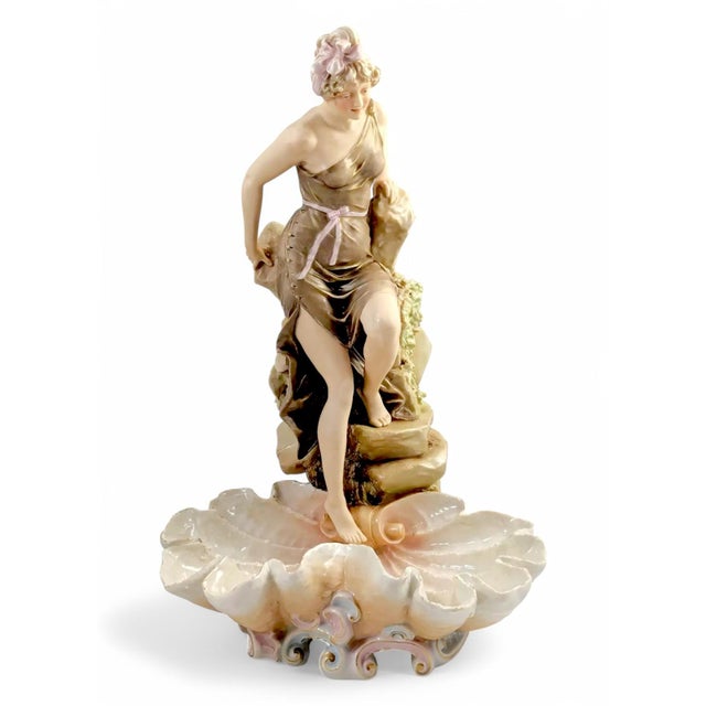 Large Art Nouveau Porcelain Centrepiece from Royal Dux, 1900 For Sale - Image 4 of 17