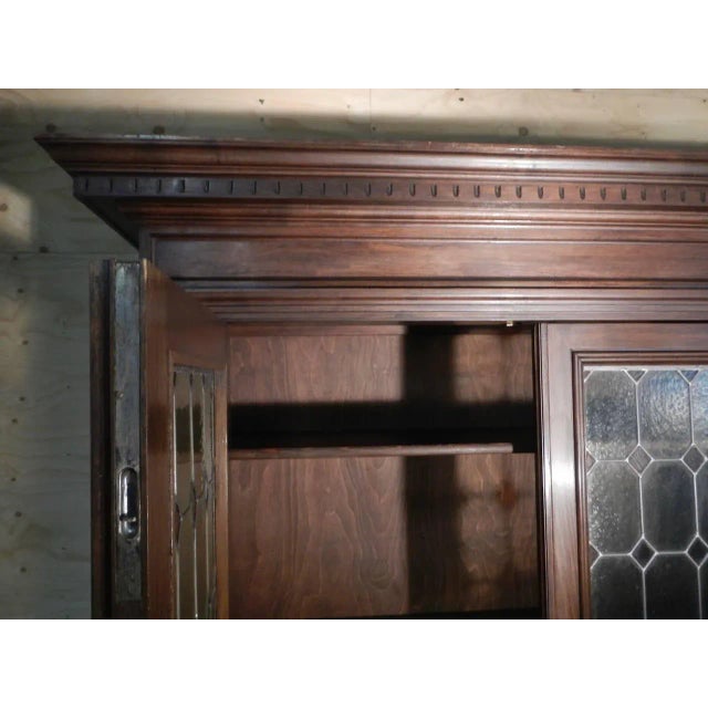 Walnut and Lead Glass Bookcase, Italy, 1950s For Sale - Image 14 of 18