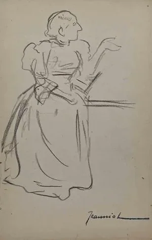 Pierre Georges Jeanniot, Figure, Pencil Drawing, Early 20th Century
