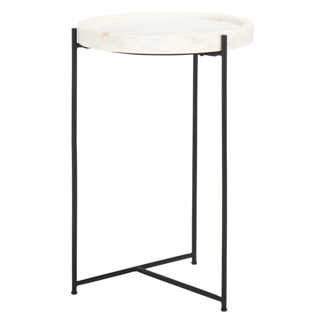 Bavaria Marble Side Table in White / Black For Sale In Philadelphia - Image 6 of 8