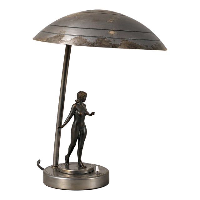 Swedish Modern Table Lamp in Grey-Patinated Brass, 1950 For Sale