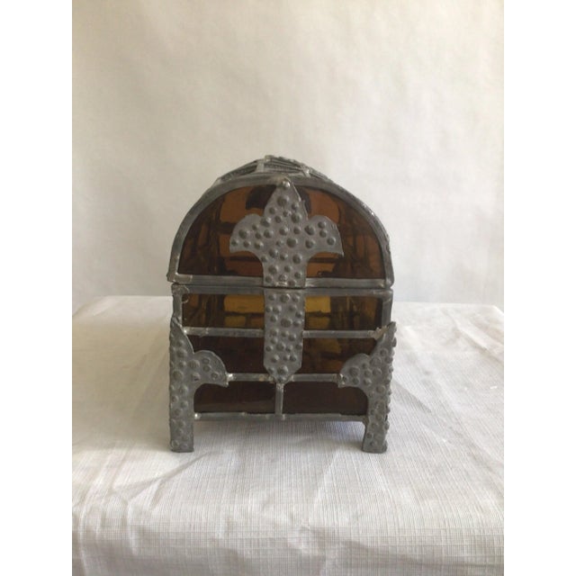 1920s Domed Top Leaded Amber Glass Box For Sale In New York - Image 6 of 11