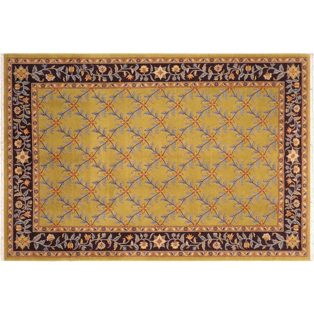 Shabby Chic Green/Aubergine Wool Rug - 6'2'' X 9'2'' For Sale - Image 10 of 10