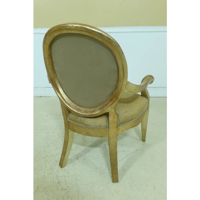 Pair Henredon Gold Finish Decorator Open Armchairs For Sale - Image 9 of 13