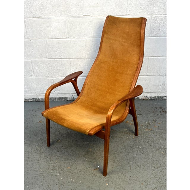 Vintage Swedish Lamino Chair & Ottoman in Sheepskin Attributed to Yngve Ekstrom for Swedese For Sale In New York - Image 6 of 12