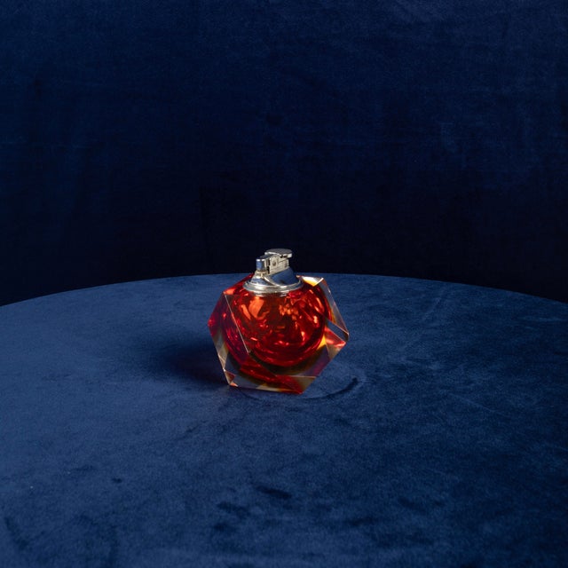 Faceted Murano Sommerso Glass Table Lighter by Alessandro Mandruzzato, 1970 For Sale - Image 17 of 18