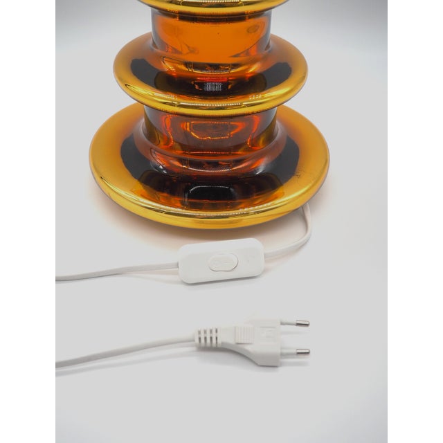 Vintage Swedish Copper Colored Glass Table Lamp by Gustaf Leek for Orrefors Glasbruk, 1960s For Sale - Image 13 of 14