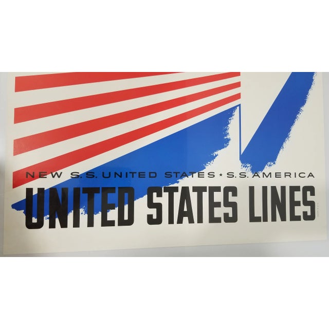 Bauhaus 1950s Lester Beall SS United States Lines Europe Poster For Sale - Image 3 of 11