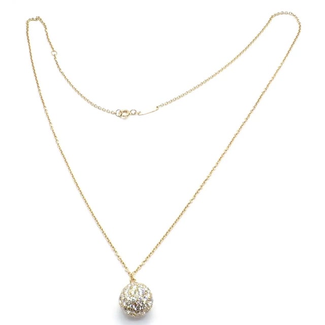 Tiffany and Co. Tiffany & Co. Hardware Diamond Ball Yellow Gold Pendant Necklace For Sale - Image 4 of 12