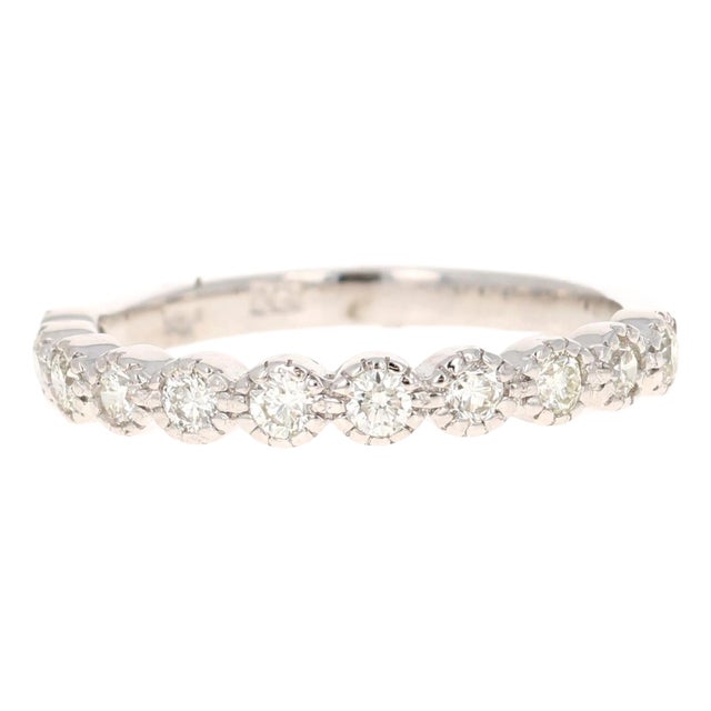 0.44 Carat Diamond 14 Karat White Gold Band For Sale