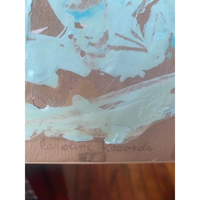 This stretched canvas and framed icecream themed artwork is jazzy and abstract Paint, cardboard, and other mixed media...