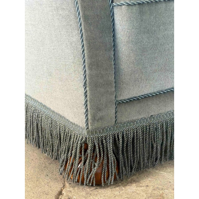 Danish Lounge Chairs in Grey-Blue Velvet in the style of Fritz Hansen, 1940s, Set of 2 For Sale - Image 11 of 12