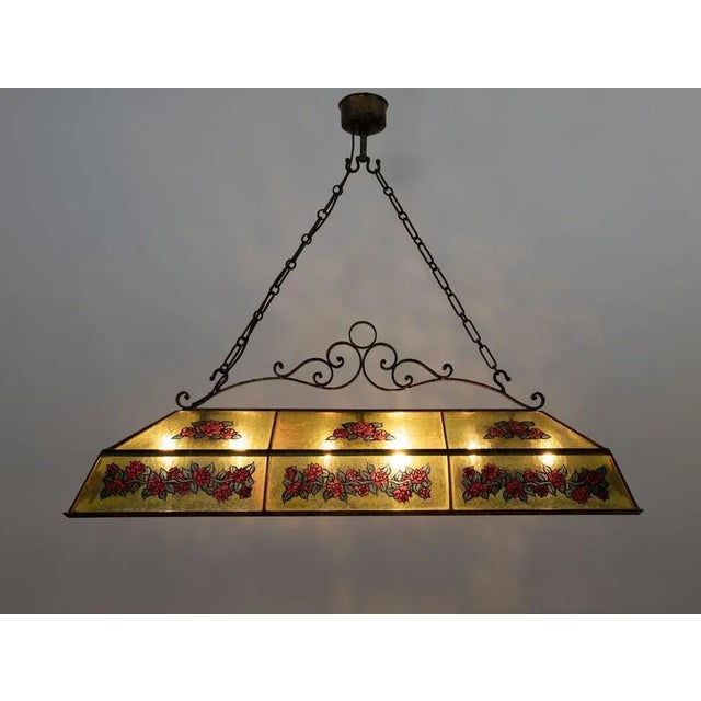 Rustic Pendant in Wrought Iron and Glass, 1960s For Sale - Image 9 of 13