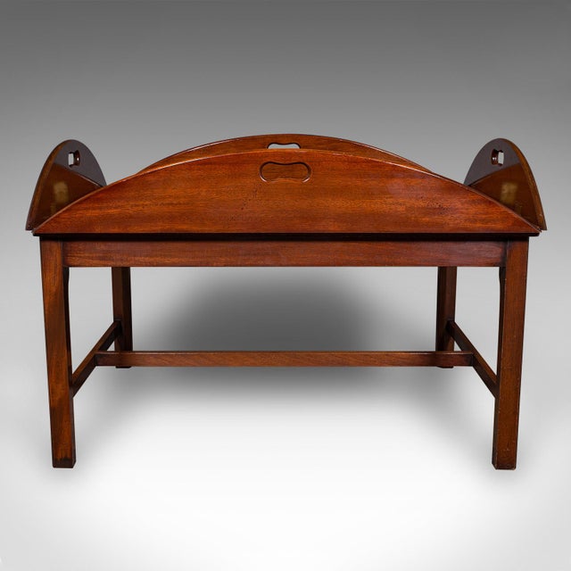 1930s Vintage Butler's Tray Table, English, Serving Stand, Regency Revival, Art Deco For Sale - Image 5 of 12