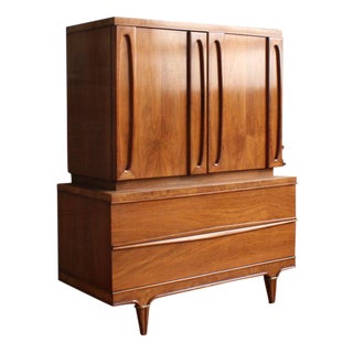American of Martinsville Walnut & Burlwood Armoire For Sale