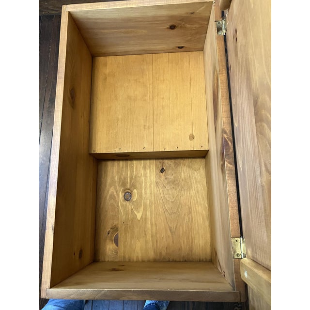 Late 20th Century Late 20th Century Rustic Pine Wood Dry Sink Cabinet / Blanket Chest – Country Primitive Storage For Sale - Image 5 of 12