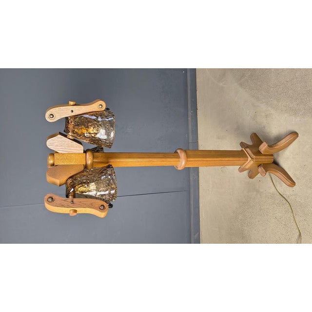 Rustic Oak and Murano Glass Floor Lamp, 1960s For Sale - Image 12 of 14