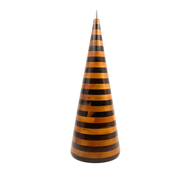Conic Solid Wood Sculpture, Salmistraro Italy 1970s For Sale - Image 12 of 13