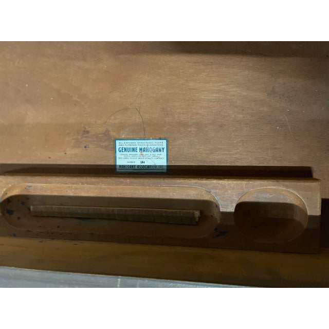 Traditional Vintage Inlaid Wood Secretary Desk With Fold-Out Panel For Sale - Image 3 of 6