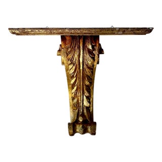 Large Italian Giltwood Acanthus Leaf Wall Bracket Shelf, 20th Century For Sale