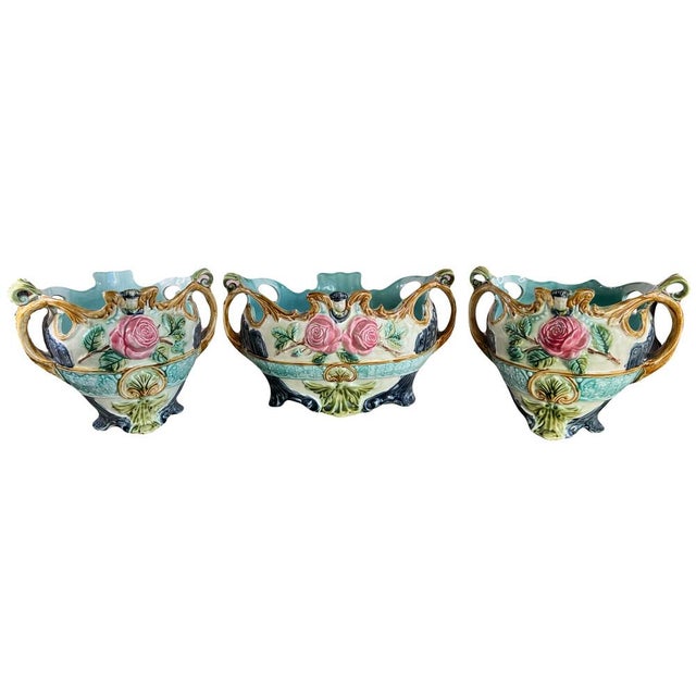 Barbotine Jardinieres from Onnaing, France, 1890, Set of 3 For Sale - Image 18 of 18